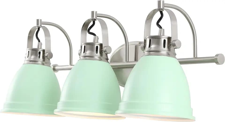 JONATHAN Y Phineas 3-Light LED Vanity Light 25.5", Mint Green/Nickel