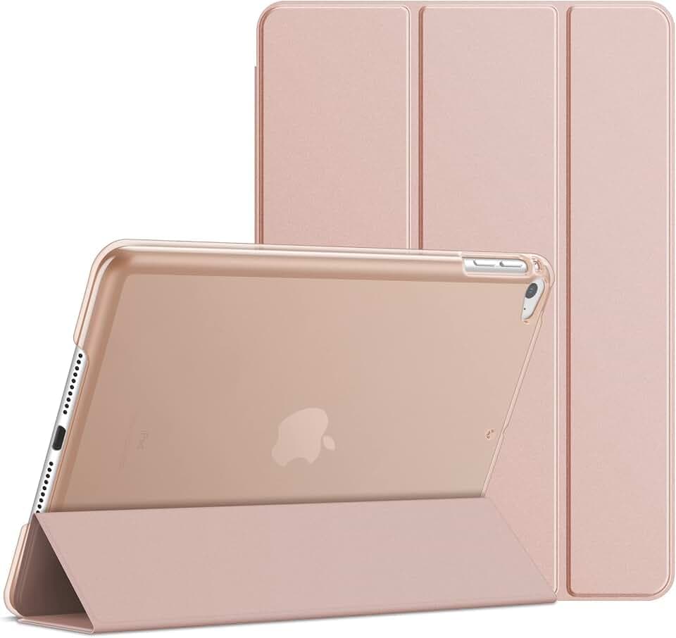 JETech Hülle für iPad mini 4. Gen 7,9" (2015), Roségold | Schlanke Transluzent Rückseite, Dreifach-Ständer, Auto Schlafen/Wachen, Leichter Stoßschutz