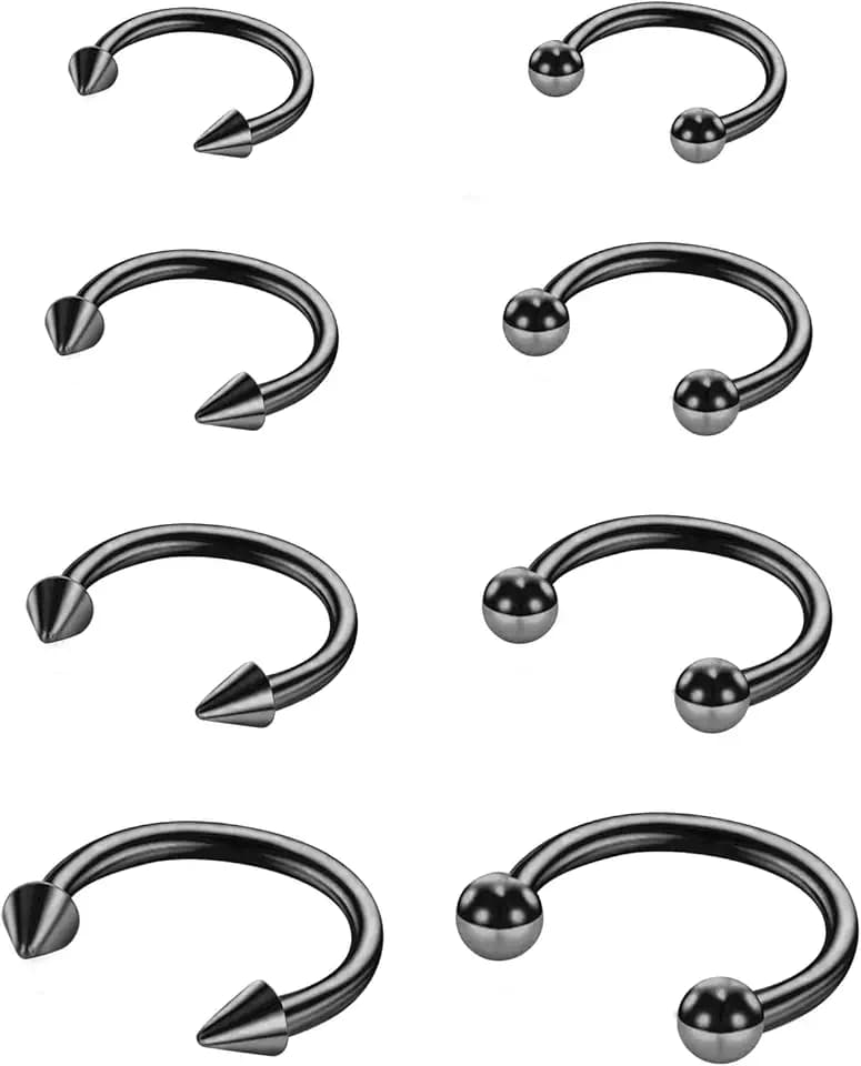 Yolev 8 Pcs Septum Ring 16g Horseshoe Septum Jewelry Stainless Steel