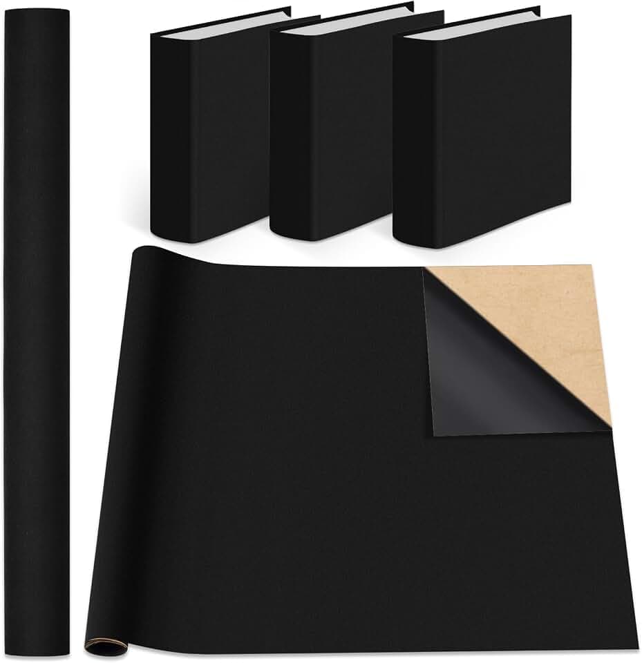 Geyoga Book Cloth Cover for Binding 40 x 16 Inch Self Adhesive Fabric Book Binding Cloth Archival Supplies for Books Album Scrapbooking Documents(Black)