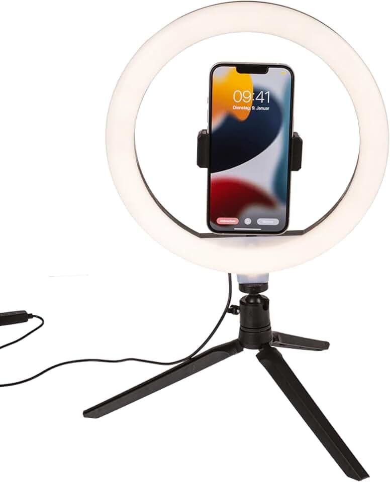 Out of the blue USB LED Ringlicht mit Clip – 3 Helligkeitsstufen für gleichmäßige Ausleuchtung – mobiles Licht für Video-Calls, Selfies, Vlogging & Home-Office