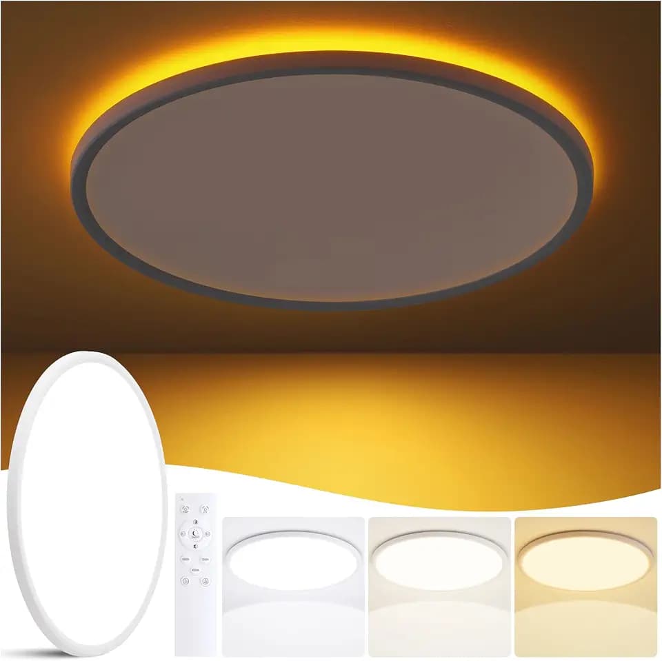 15 Inch Led Ceiling Light with Remote Flush Mount Fixture with Night Light