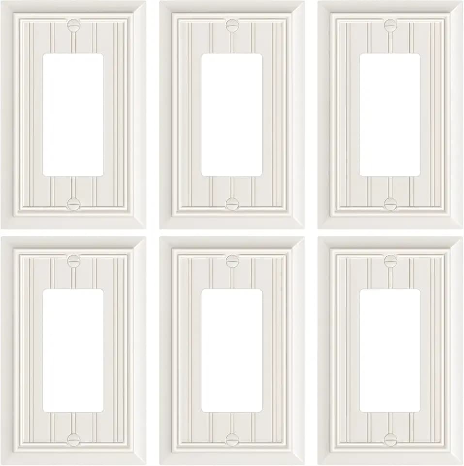6-Pack Classic Beadboard Natural Bamboo Fiber Decorator Wall Plate Cover