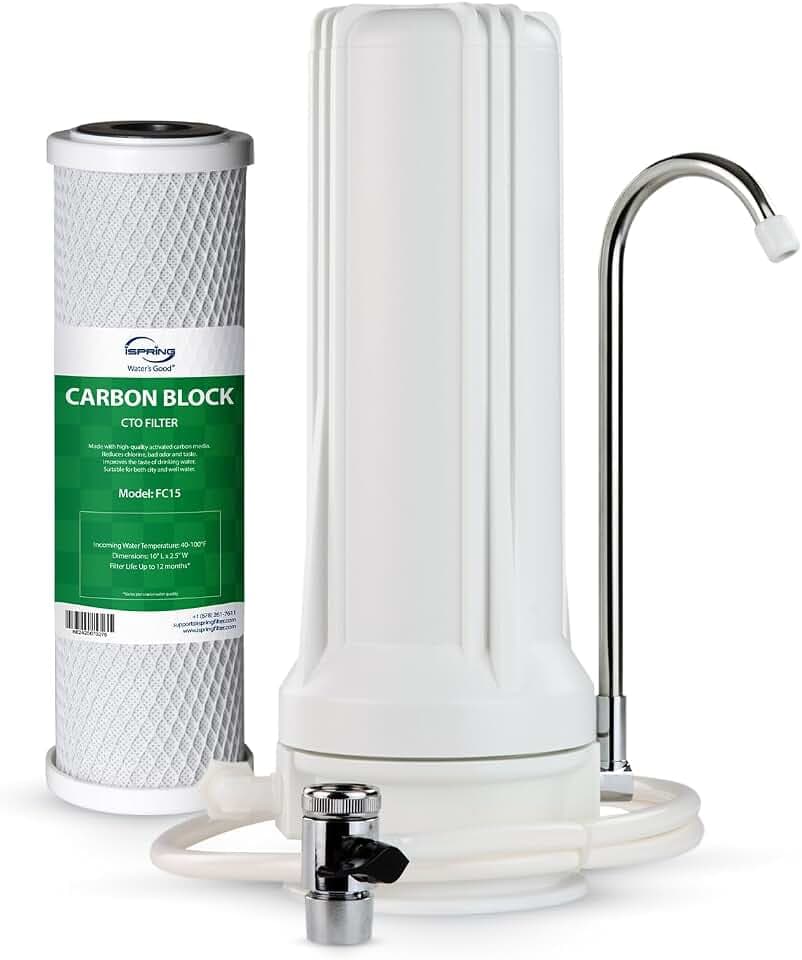 iSpring CKC1 AuftischFilter Wasserfilter Filteranlage für Wasser Auftisch Filter, 1 Stufe Auftischfilter (weiß)