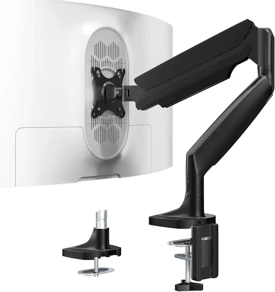 WORLDLIFT mechanisch Monitor Halterung 1 Monitor für 17-45 Zoll Flach & Curved Bildschirm,Neigbare höhenverstellbar Einarm Bildschirmhalterung 15kg pro Arm,VESA 75x75/100x100mm,Schwarz
