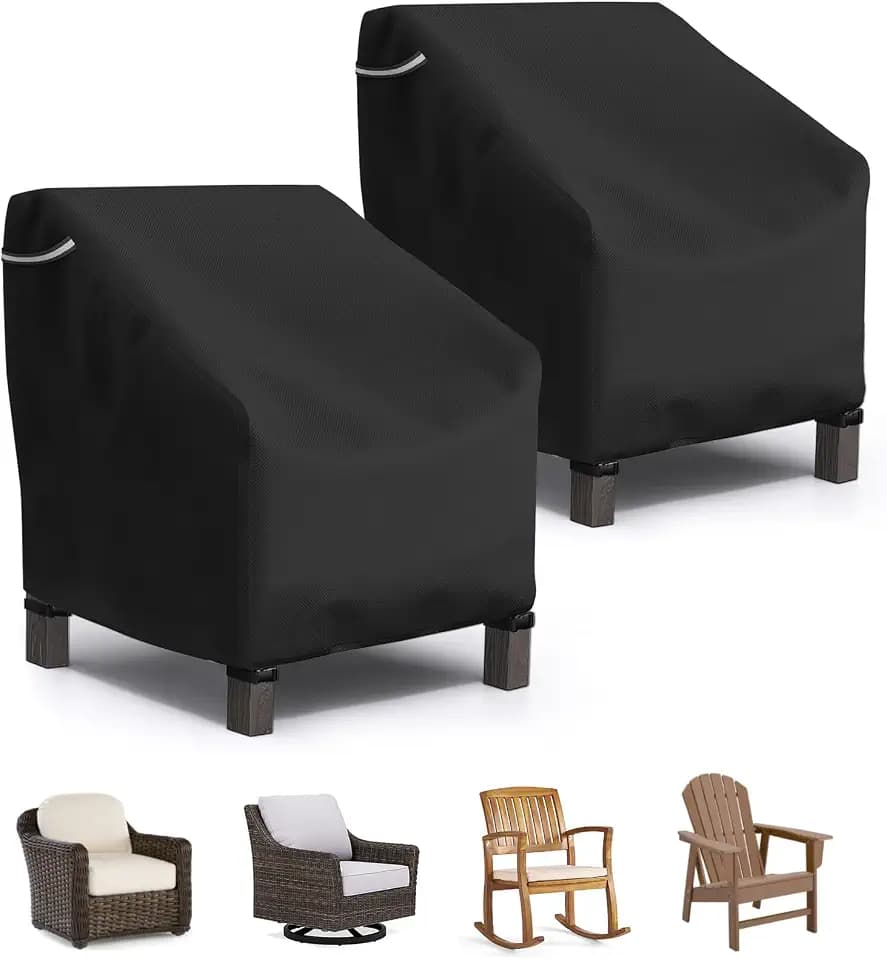 STARTWO Patio Outdoor Chair Covers 2 Pack, Outdoor Furniture Covers Waterproof adapter for Lawn Lounge Seat, Wicker, Swivel, Adirondack, Rocking Chairs, 32" Lx 37" W x 36" H inch, Black