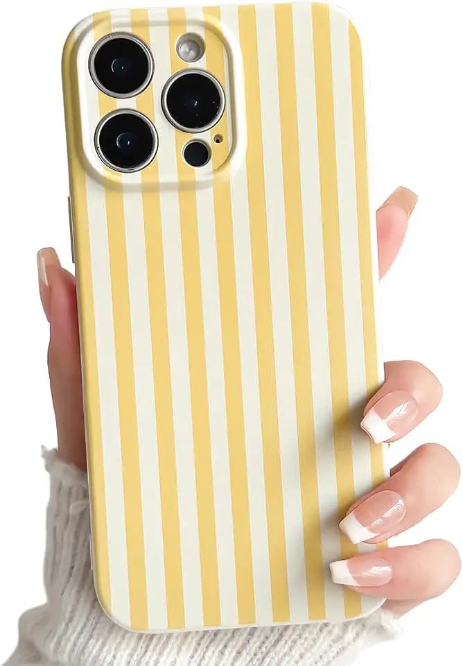Lovmooful for iPhone 14 Pro Max Case Cute Color Striped Design-Yellow