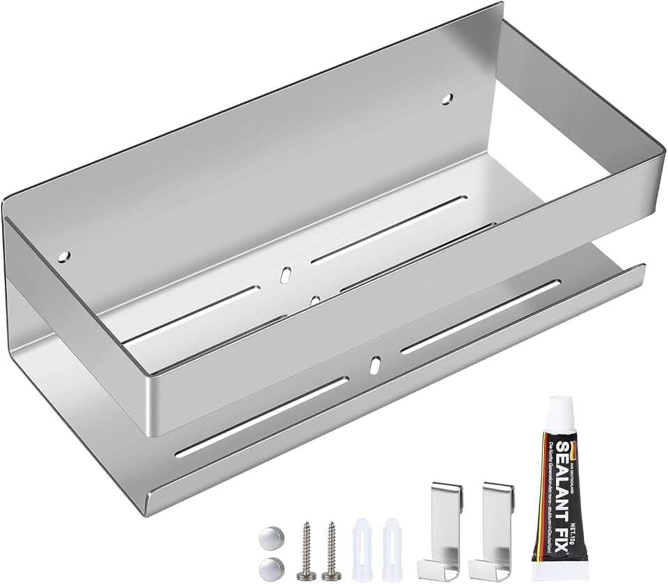 EXLECO Duschablage Ohne Bohren Duschregal Wand Edelstahl Badregal 23x10x8CM