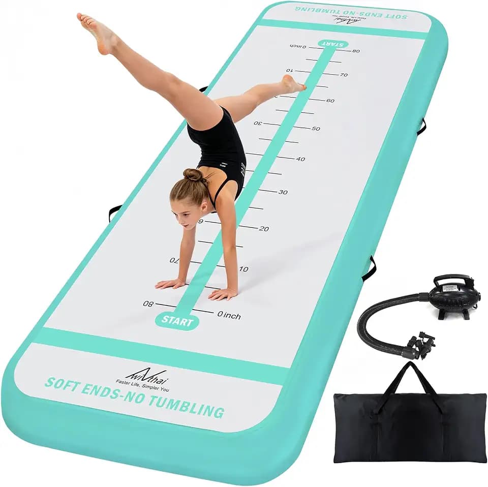 Inflatable Air Gymnastics Mat Training Mats with 2-in-1 Safety Guide Lines