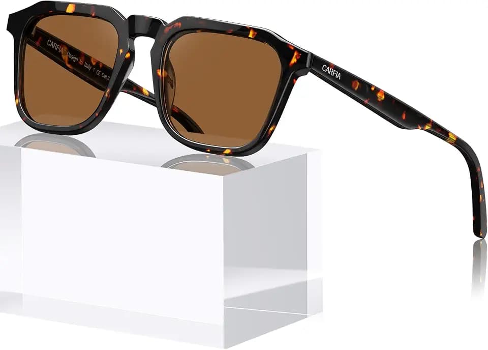 CARFIA Acetate Mens Polarized Sunglasses UV Protection for Most Face Shapes