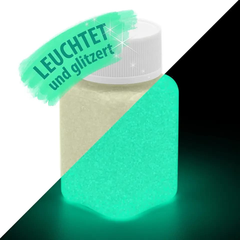 lumentics Leuchtfarbe Glitzer Grün-Gelb 100 g - nachleuchtende Acrylfarbe