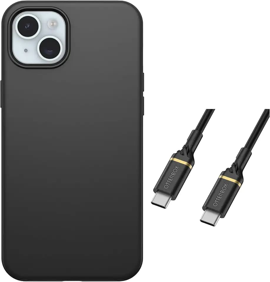 OtterBox Symmetry Plus Series Case for iPhone 15 Plus and 14 Plus with USB-C to USB -C Cable - Black