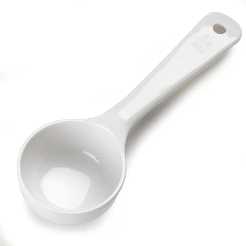 Carlisle FoodService Products Measure Miser Solid Measuring Spoon with Short Handle, 3 Ounces, White, 1 Count (Pack of 1)