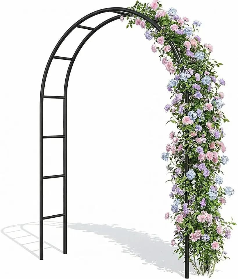 Galvanized Metal Arbor,4.6 Feet Wide x7.6 Feet High Heavy Duty Garden Arch Trellis, Rust-Resistant Metal Arbor for Climbing Plants Roses Vines, Outdoor Wedding Bridal Party Decoration Archway