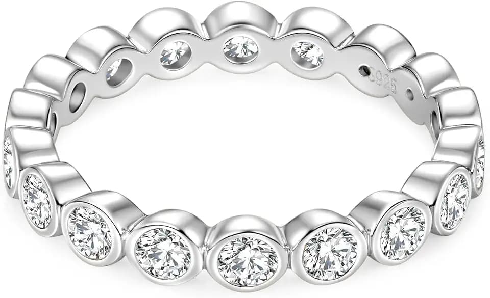 3mm Full Moissanite Stackable Eternity Ring for Women