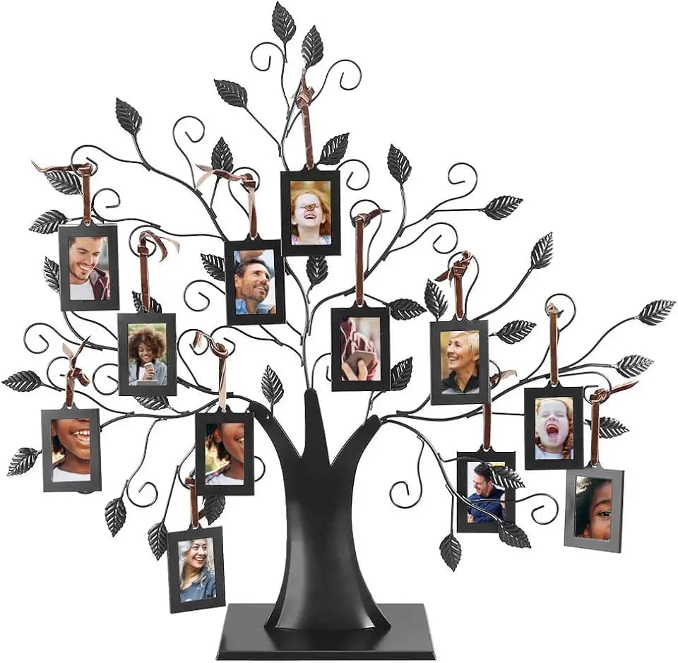 Familienbaum mit 6 bzw. 12 Foto-Anhängern, aufstellbare Dekoration Medium M