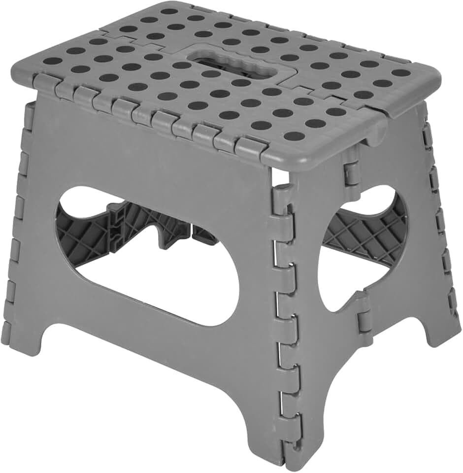 Homéa, Tritthocker aus Kunststoff, faltbar, 31 x 22 x 27 cm, Widerstand 150 kg, Anthrazit