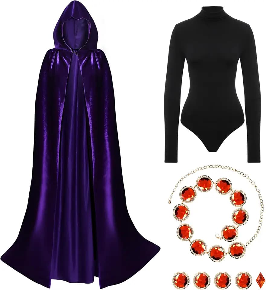 ATENTO Women's Halloween Cosplay Costume Purple Hooded Cloak Cape