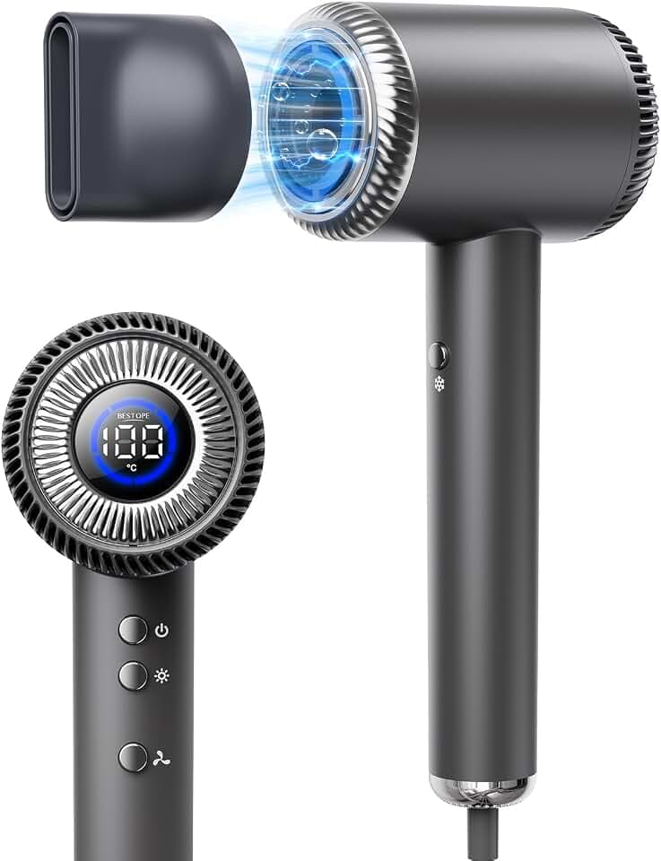 Ionen Föhn BESTOPE PRO Haartrockner - Reisefön 6 Temperaturstufen & 5 Windgeschwindigkeiten - Kinder Modus, Selbstreinigungsfunktion, 110.000 U/min Bürstenloser Motor Schnelles Trocknen haarföhn