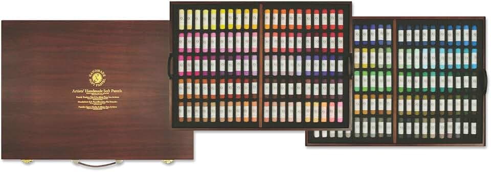 Mungyo MPHM-200W - Gallery Artists' Handmade Soft Pastels, 200er Set im Holzkoffer, handgerollte Pastelle in Künstlerqualität, weiche Konsistenz