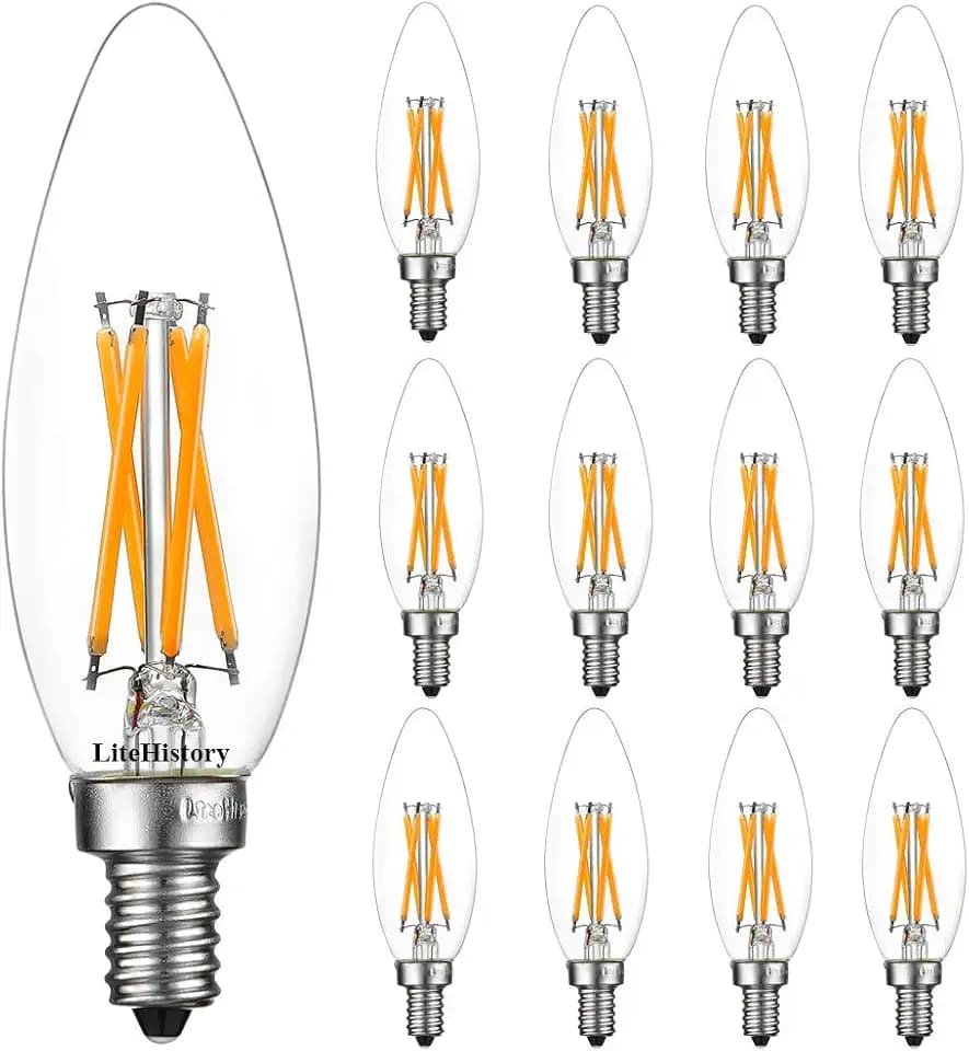 LiteHistory B10 E12 Led Bulb,Light Bulbs 60 watt Soft White,Dimmable,2700K
