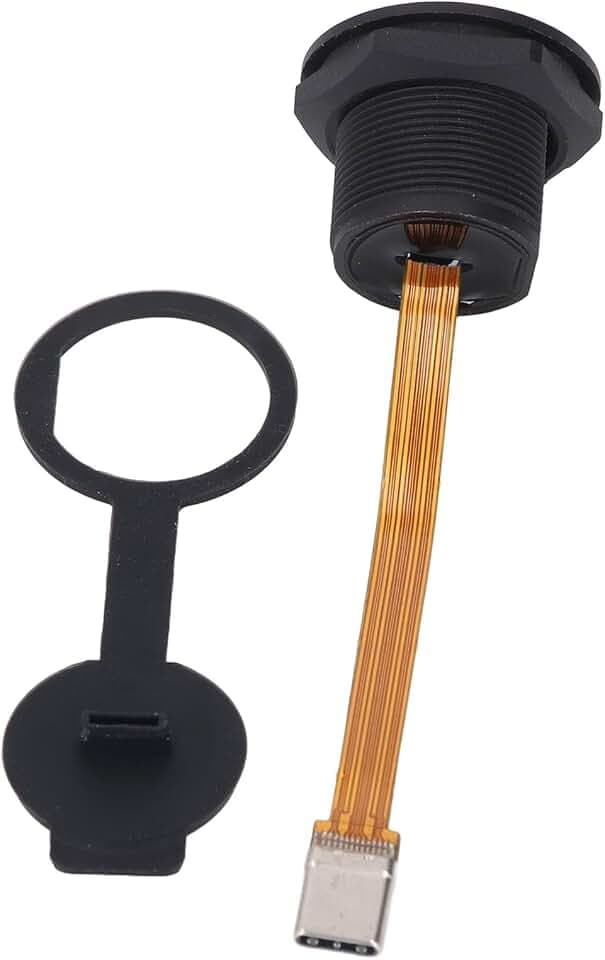 Type C 3.1 Female to Male Panel Mount 0.1m FPC Cable IP67 Threaded USB C 3.1 Panel Mount Connector with Cover