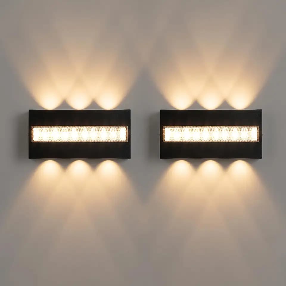 2er Set Wandleuchte Außen Innen 12W LED Up/Downlight Anthrazit
