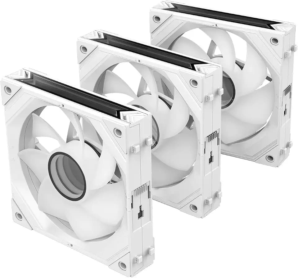 RUIX J1 120mm ARGB PWM Case Fan 3-Pack, Tool-Free Snap-On Connection, Easy Installation & Clean Cable Management for PC Builds - White, Reverse