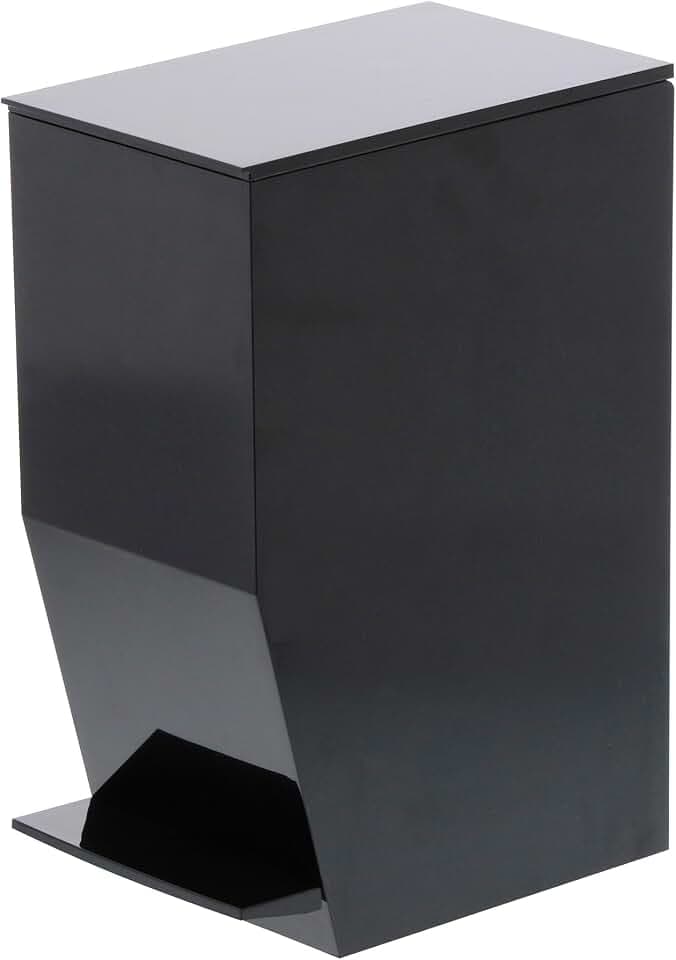 YAMAZAKI 3386 TOWER StepOn Trash Can, black, ABS Resin, 12 x 19 x 27.5 cm
