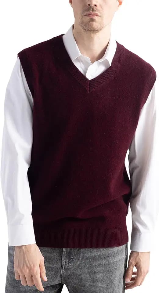 Chanyarn Men's 100% Merino Wool Sweater Vest 2025 Fall Winter Casual Solid V Neck Sleeveless Knitted Sweater Vest
