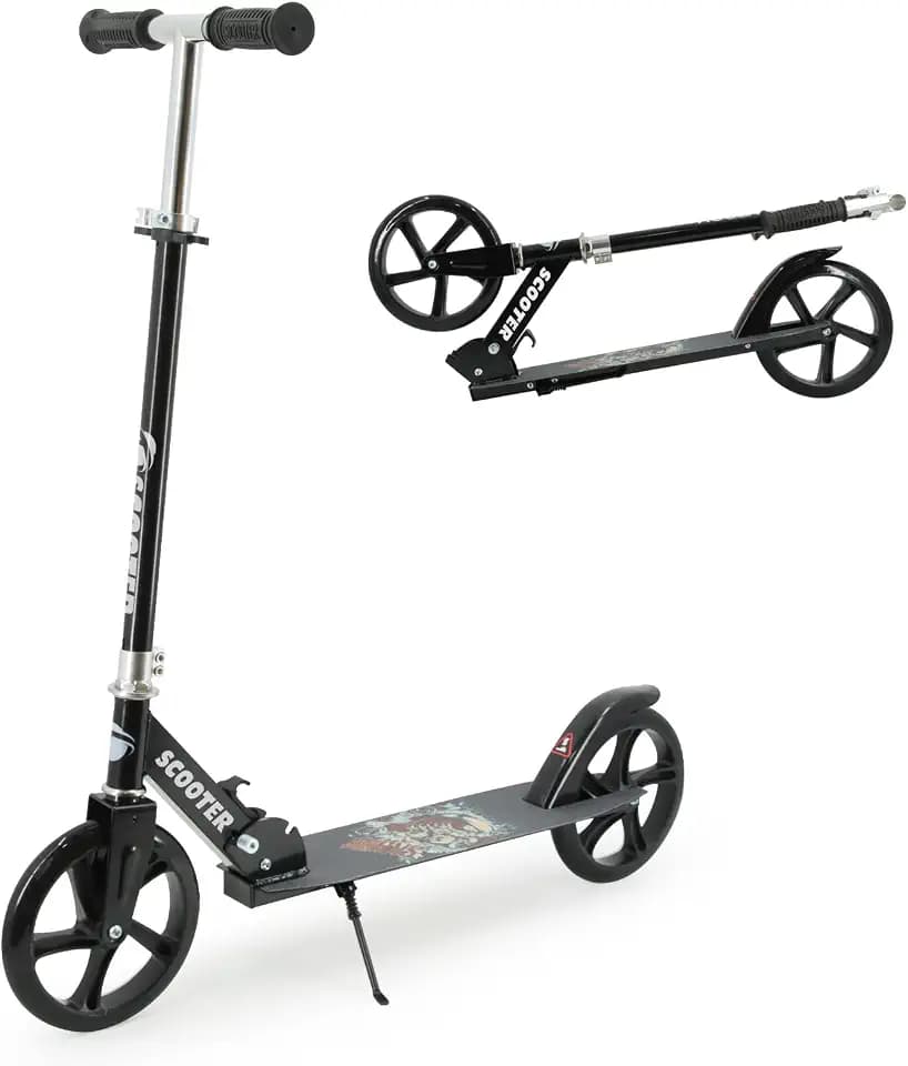 Kick Scooter for Ages 6+, Kids, Teens & Adults. Foldable Lightweight Scooter with 8 Inch Big Wheels, Max Load 240 LBS, 3 Adjustable Levels, Rear Brake, Gift for Childs