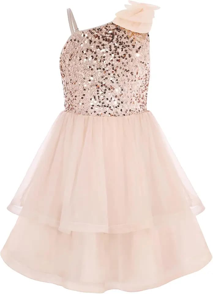 GRACE KARIN Girls Party Sequin Formal Dress 7-14Y Birthday Dance Graduation Sparkly Pageant Dresses Wedding Flower Girl Dress