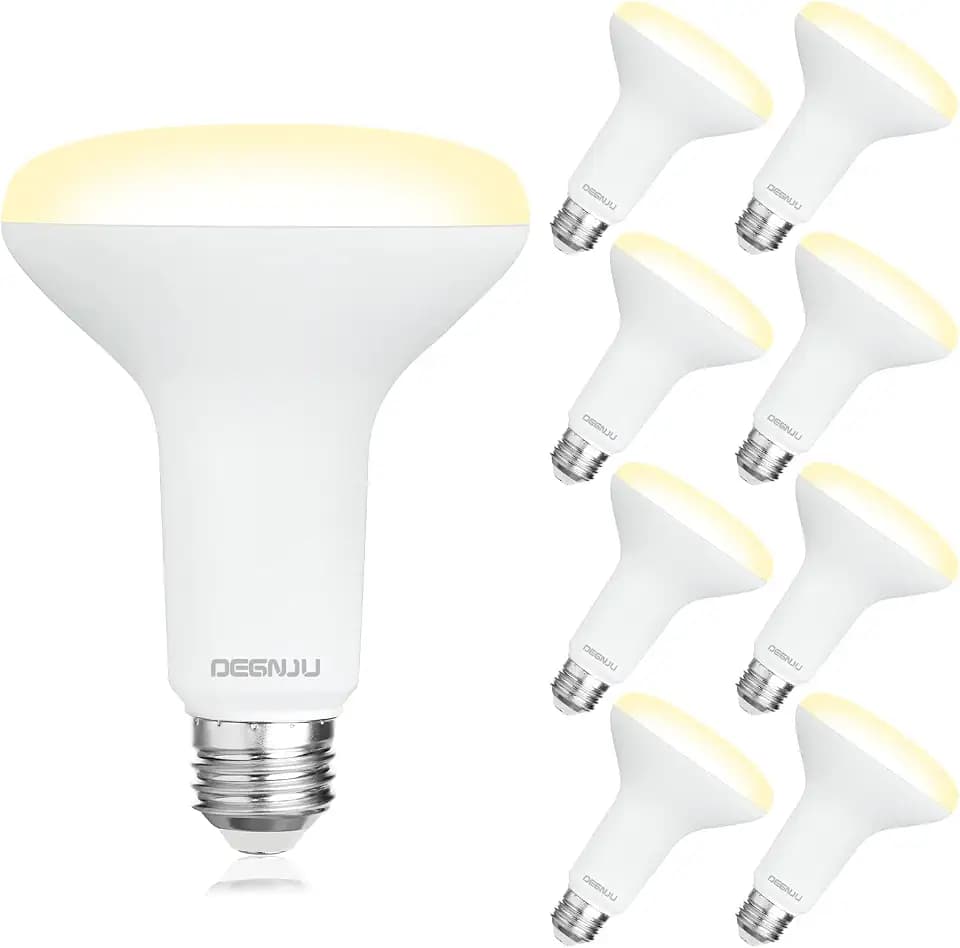 DEGNJU 8 Pack BR30 LED Bulb, Dimmable Indoor Flood Lights 7W Equivalent 65W 2700K Soft White, CRI80, 650 LM, E26 Base, 15000 Lifetime Hours, Interior Energy Saving Recessed Light Bulb, Flicker-Free
