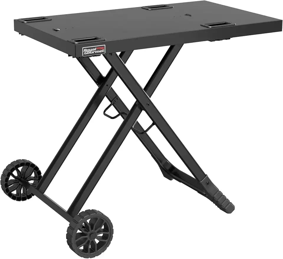 Royal Gourmet Grilltisch Klappbar Grillwagen für Gasgrill, Outdoor Grillständer für Tischgrill, Faltbarer Rollwagen mit Haken, Klapptisch zum Gasgrill GT2005-G Schwarz