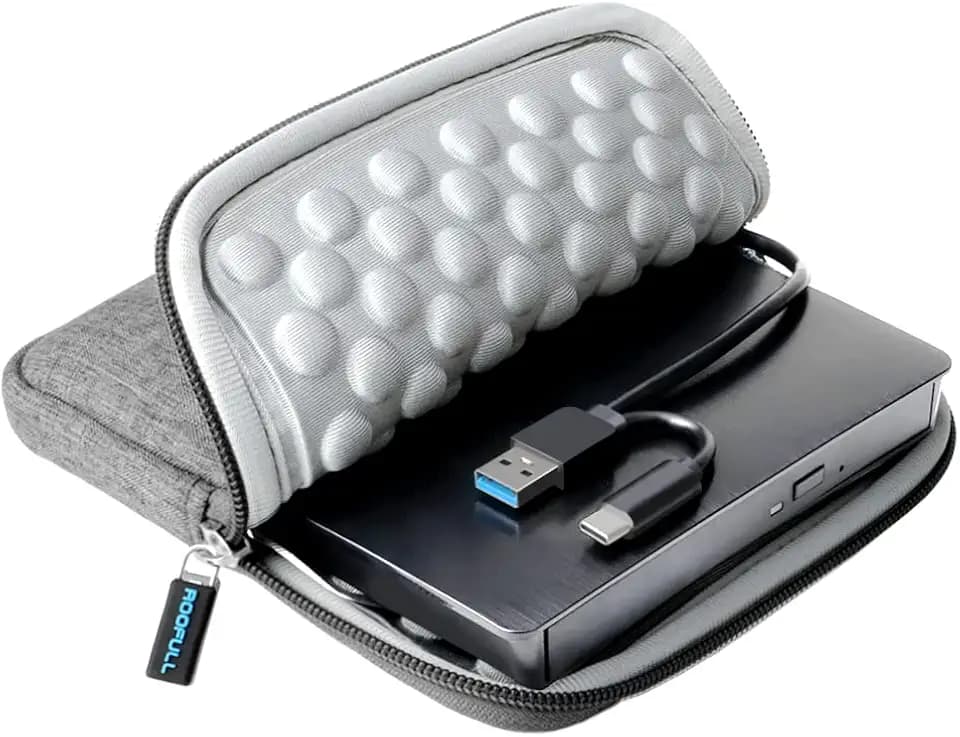 ROOFULL External CD DVD Drive for Laptop with Carrying Case