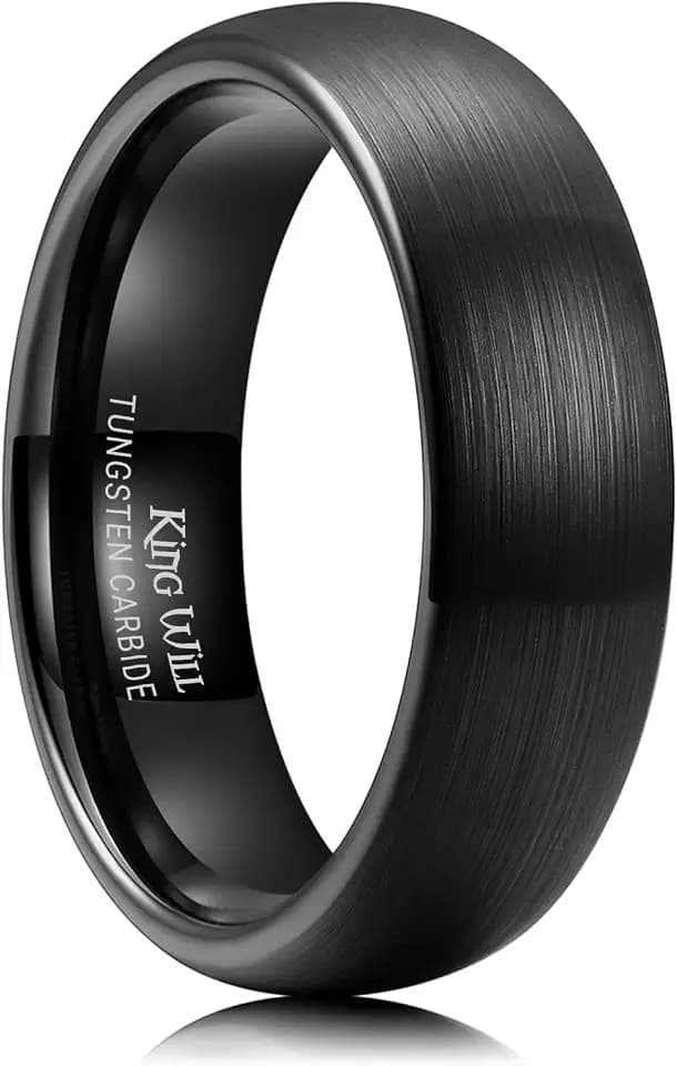 King Will Wedding Band for Men Women, 2/4/6/7/8mm Domed Matte Brushed Tungsten Carbide Rings, Solid/Dual Color Engagement Rings, Comfort Fit