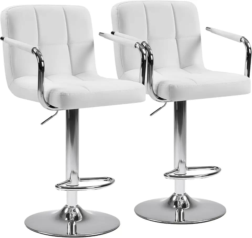 DUMOS Swivel Bar Stools Set of 2, PU Leather Counter Height Bar Chairs