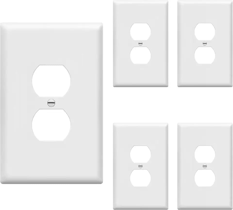ENERLITES Jumbo Duplex Receptacle Outlet Wall Plate, Large Electrical Outlet Covers, Over-Size 1-Gang 5.5" x 3.5", Polycarbonate Thermoplastic, 8821O-W-5PCS, White (5 Pack)