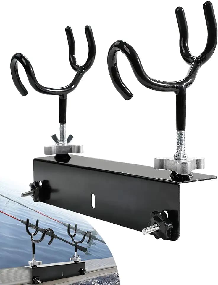 Boat Track System Rod Holder with Power Lock and Track Adapter - Compatible with Most Kayak Tracks - 360-Degree Adjustable Rotation and ALOCK Rod Secure Rig