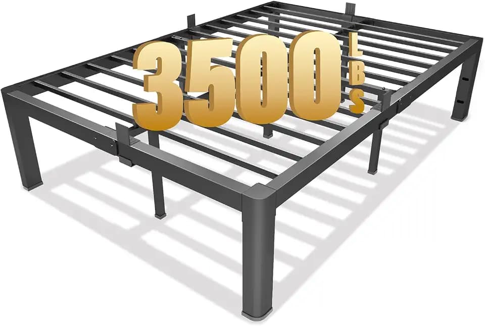 yookare 14 Inch Queen Platform Bed Frame - 3500 lbs Heavy Duty Metal Mattress Foundation with Safe Rounded Corners & Recessed Legs, Non-Slip Mattress Retainers, Noise Free, No Box Spring Needed