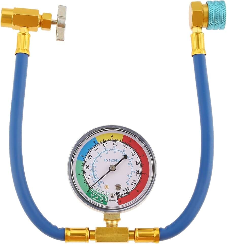 Upgrade R1234yf Refrigerant AC Recharge Hose with Gauge, 250PSI