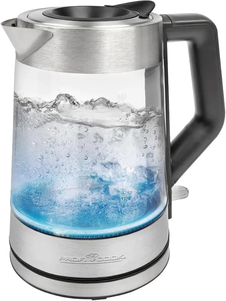 ProfiCook® Glas Wasserkocher | 1,7 Liter | 2200 Watt | Wasserkocher | Wassertankbeleuchtung | Kettle | Glas | automatische Abschaltung | PC-WKS 1190 G
