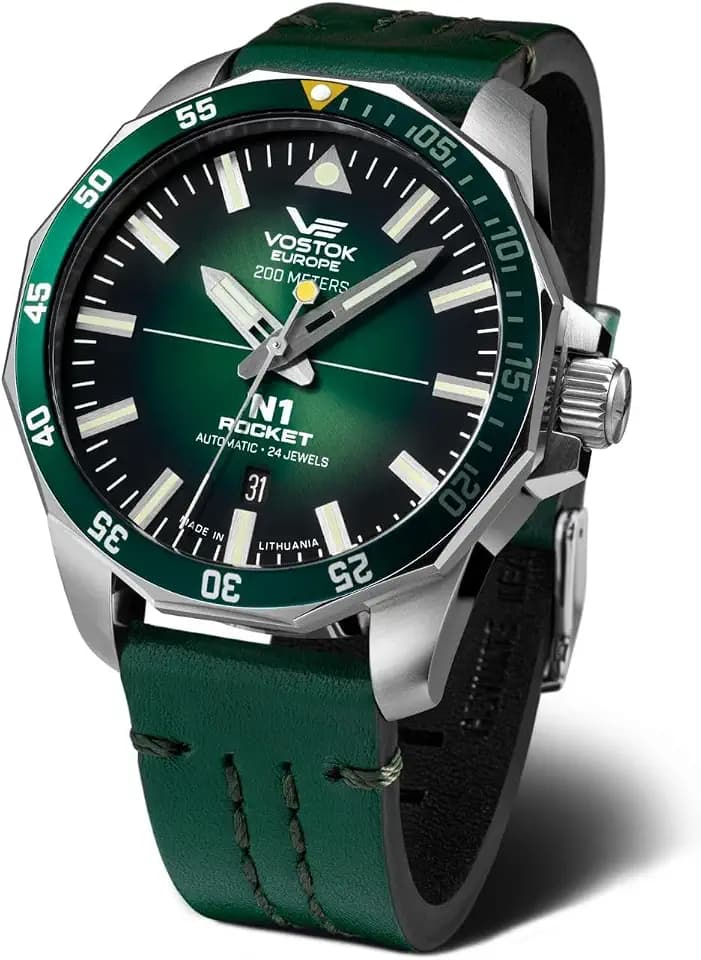 Vostok Europe Herrenuhr mit Lederband N1 Rocket Automatik 20 ATM SII NH35A Datum