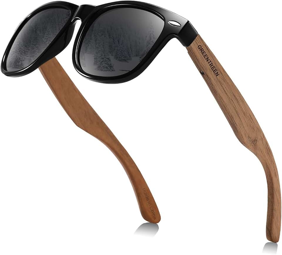 Polarisierte Holz Sonnenbrillen für Herren und Damen: UV400-Schutz Leicht und Stylish Polarisationsbrille für Outdoor Sport - Fahren Angeln Strandaktivitäten
