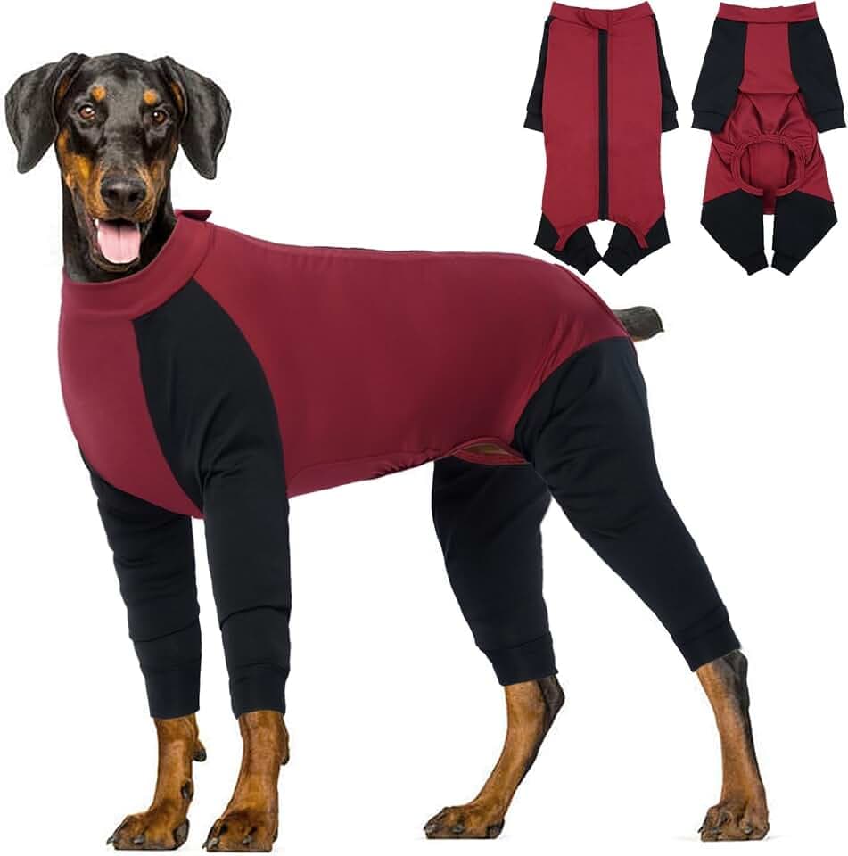 Hundeoverall Mit Beinen, Hundeschlafanzüge, Hundepyjama Für Große Hunde, Hunde Schlafanzug Mit Reißverschluss, Body Hund Nach Op Für Golden Retriever Labrador Retriever, Rottweiler,Dobermann