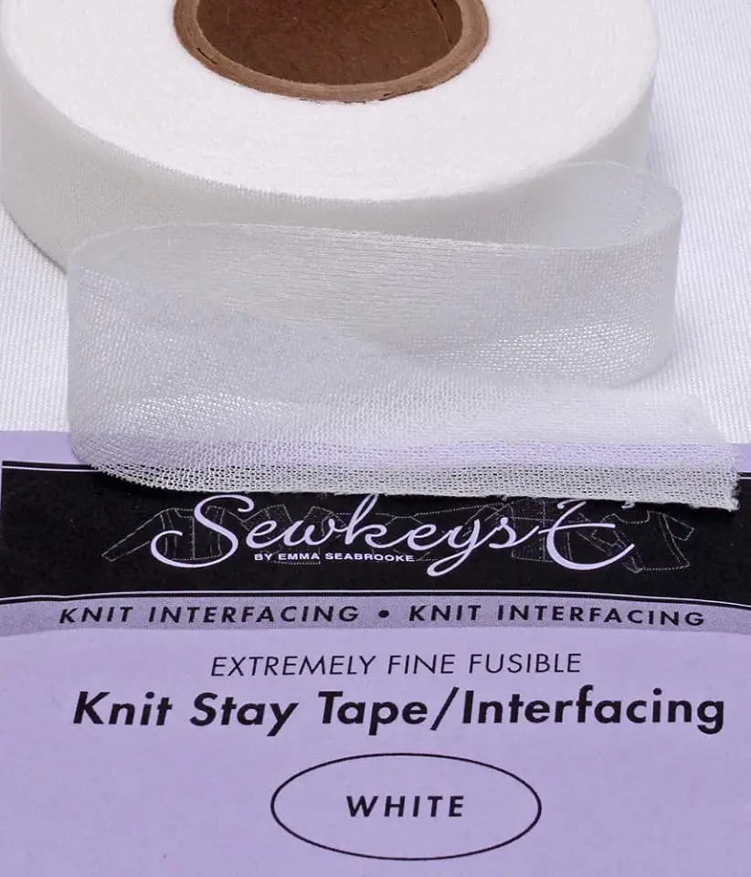 White - 1" Fusible Knit Stay Tape - 1" X 25 Yards SewkeysE Extremely Fine Knit Interfacing Sold by The 25 Yard Roll (KST1-WH) M494.08