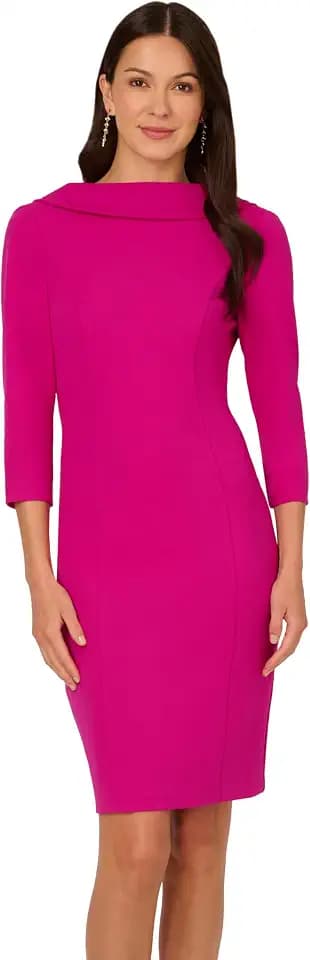 Adrianna Papell Women's Rolled Neck Crepe Midi Dress