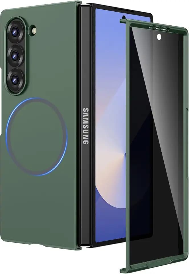 Ruky for Z Fold 6 Slim Case, with Built-in Privacy Screen Protector, Green
