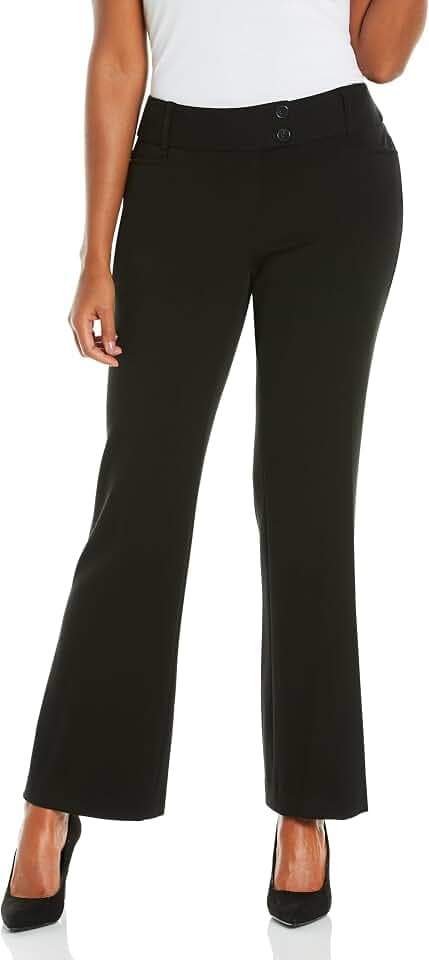 Rafaella Women's Curvy Fit Gabardine Bootcut Dress Pants