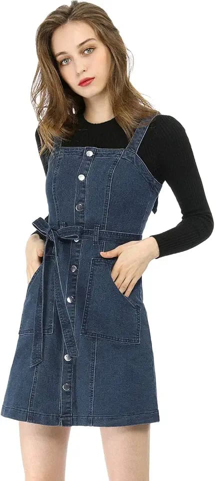 Allegra K Damen Denim Dress Lässiges Kleid (1er Pack)